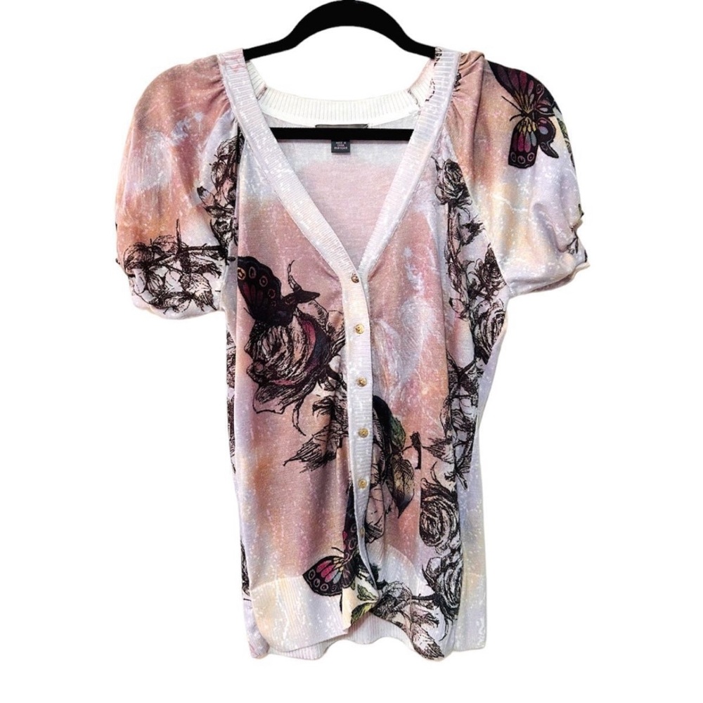 Short Sleeve Cardigan Sweater Womens Medium